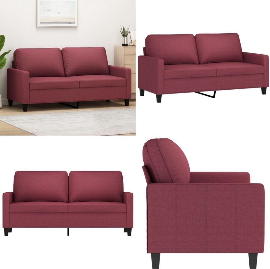 VidaXL Tweezitsbank 140 cm stof wijnrood 2-zitsbank 2-zitsbanken Bank Tweezitsbank