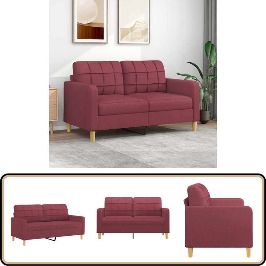 VidaXL Tweezitsbank 140 cm Stof Wijnrood Tweezitsbank Sofa Bankstellen Lounge Meubels Woonkamers