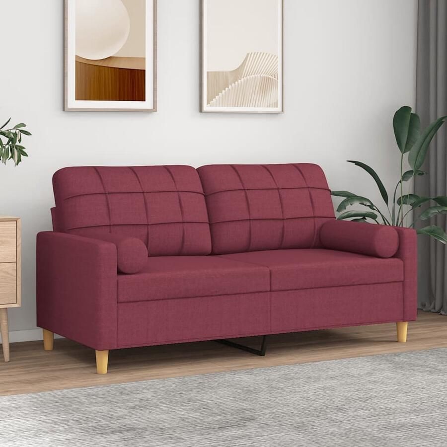 VidaXL Tweezitsbank 140 cm Stof Wijnrood Tweezitsbank Sofa Bankstellen Lounge Meubels Woonkamers