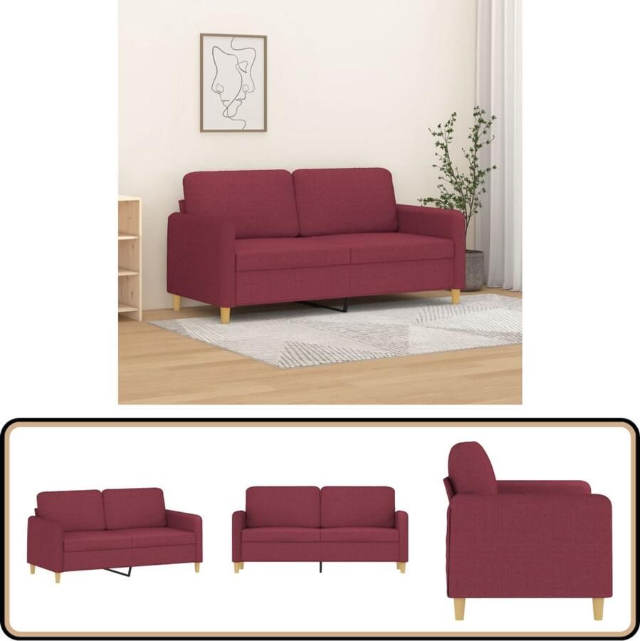 VidaXL Tweezitsbank 140 cm stof wijnrood Tweezitsbank Sofa Lounge Meubels Rode Bank Bankstellen