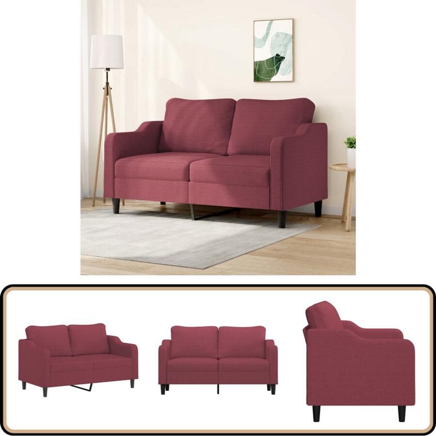 VidaXL Tweezitsbank 140 cm Stof Wijnrood Tweezitsbank Sofa Lounge Sofa Bankstellen Woonkamer Meubels