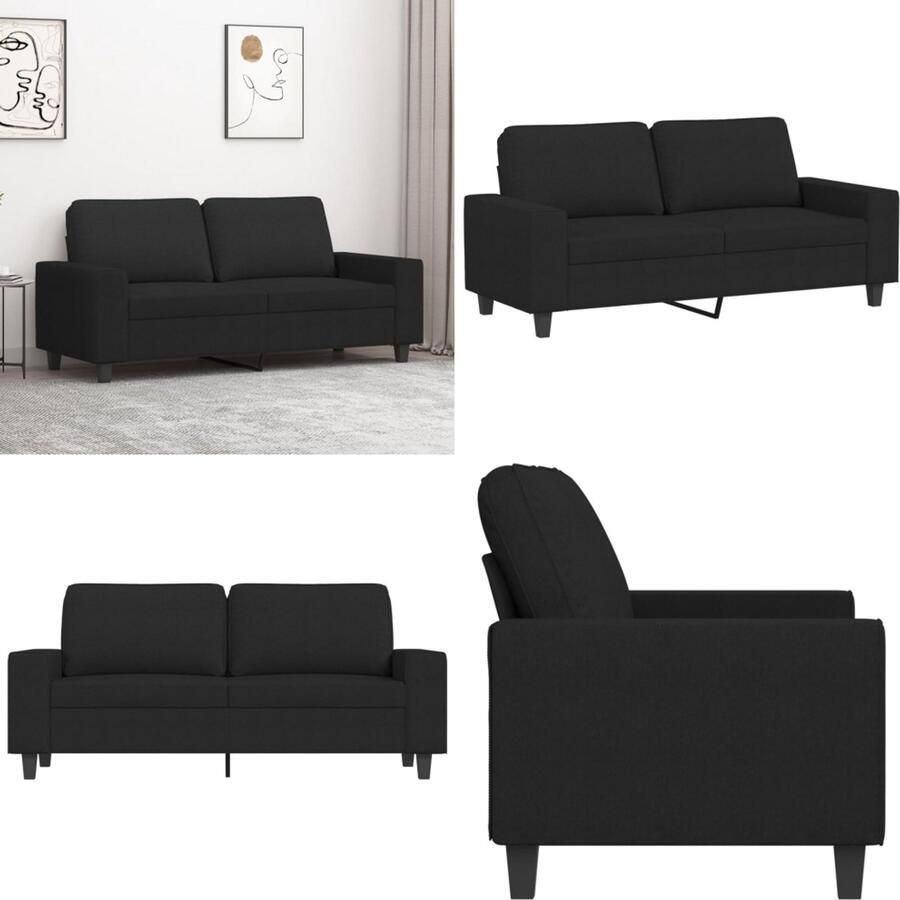 VidaXL Tweezitsbank 140 cm stof zwart 2-zitsbank 2-zitsbanken Bank Tweezitsbank