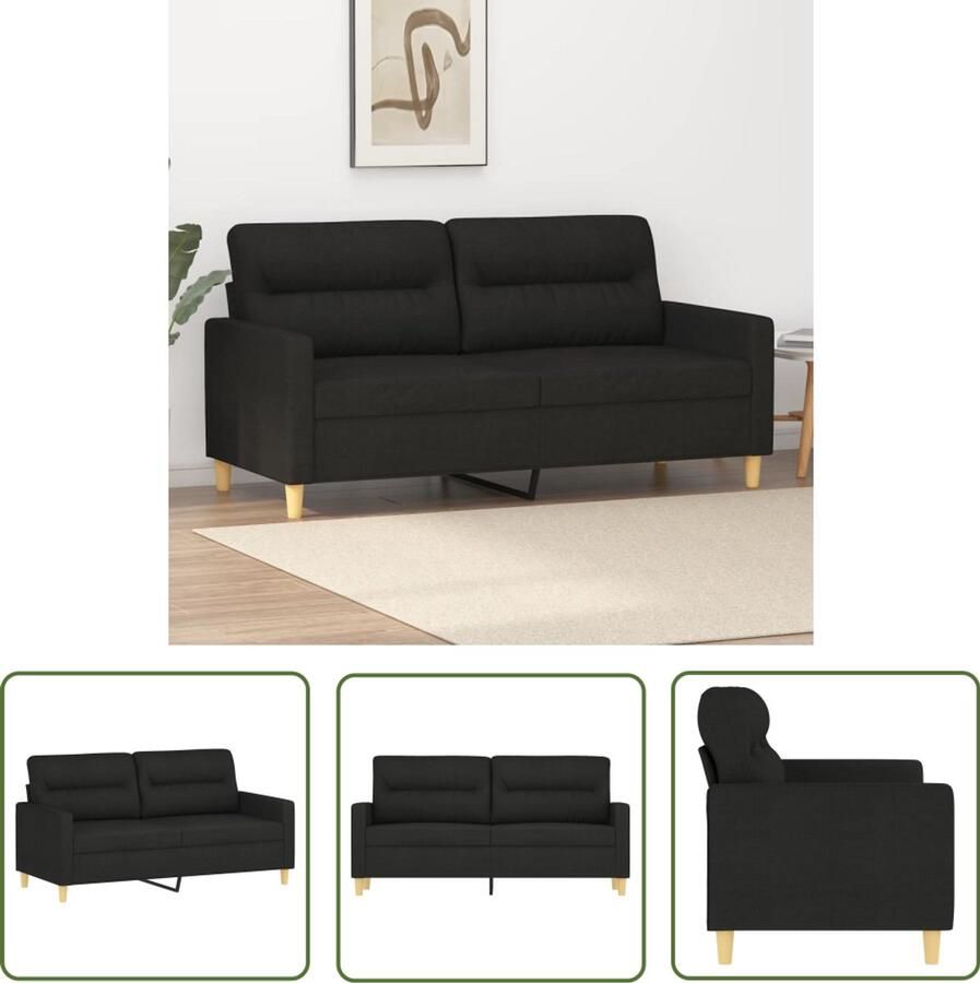 VidaXL Tweezitsbank 140 cm stof zwart Tweezitsbank Sofa Banks Kopen Salon Meubilair Zwarte Sofa Lounge Furniture Living Room Furniture
