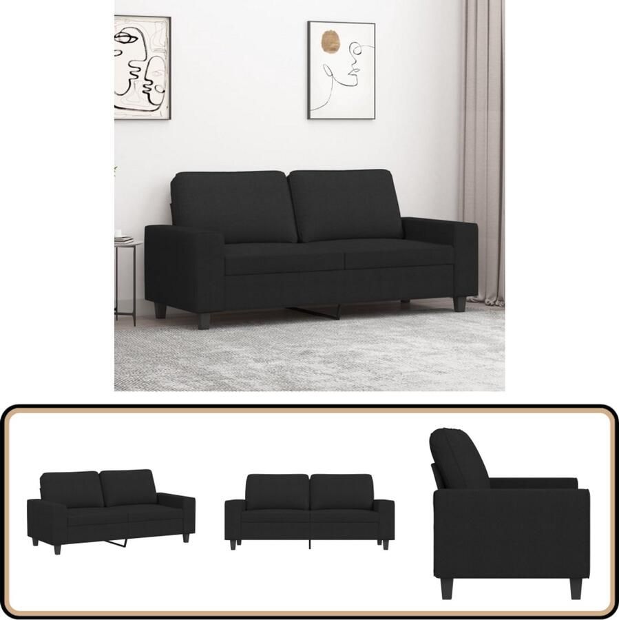 VidaXL Tweezitsbank 140 cm Stof Zwart Tweezitsbank Zwarte Bank Banks Kopen Comfortabele Bank Moderne Bank