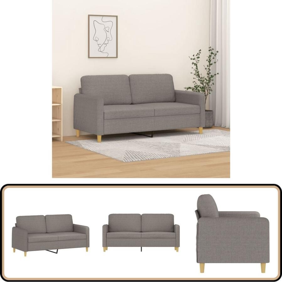 The Living Store Taupe 2-zitsbank 158 x 77 x 80 cm Duurzame stof Tweezitsbank Sofa Banksoort Lounge Meubels Woonkamer Meubilair