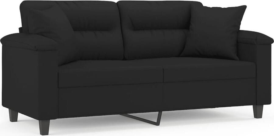 The Living Store 2-zitsbank Microvezel Stof 170 x 77 x 80 cm Zwart duurzaam en comfortabel Tweezitsbank Zwarte Bank Microfiber Bank Banksofa Lounge Sofa - Foto 2