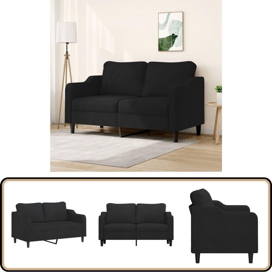 VidaXL Tweezitsbank 140 cm Zwart Polyester Tweezitsbank Bankstel Comfortabele Bank Zitzitting Salon Meubilair