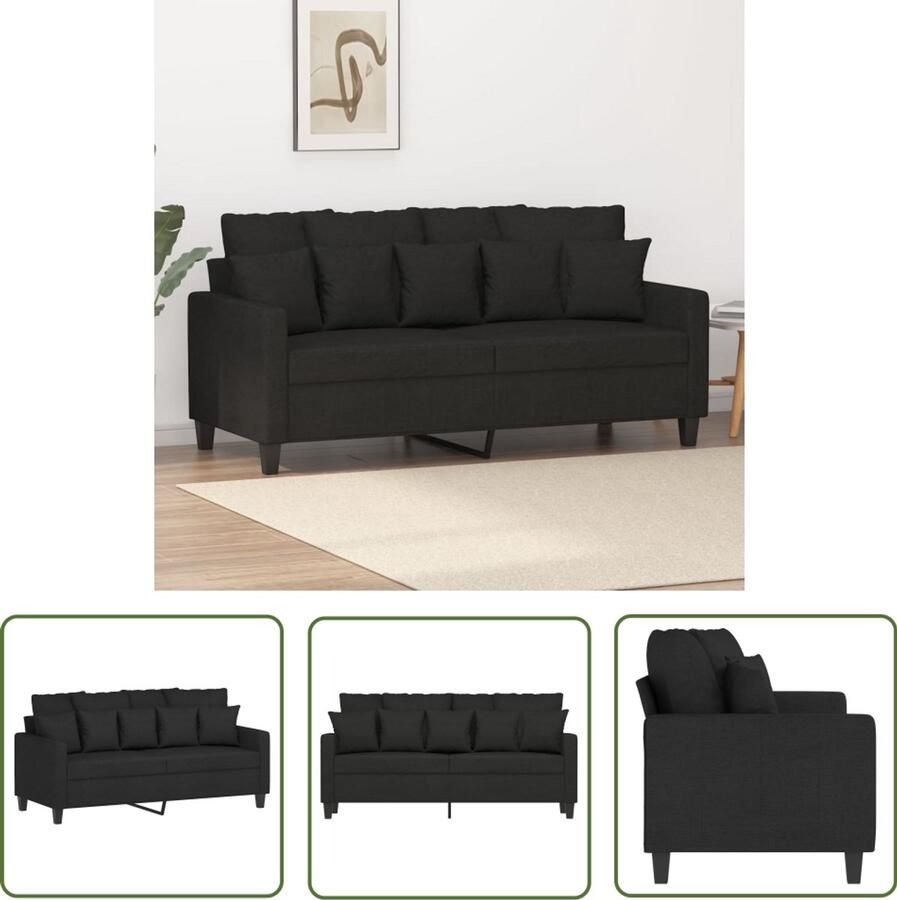 VidaXL Tweezitsbank 140 cm Zwart Stof Tweezitsbank Zwarte Bank Bankstellen Salon Meubilair Comfortabele Bank Stijlvolle Bank Luxe Bank Living Room Furniture Interieurdecoratie Huiselijke Sfeer Relaxstoel - Foto 2