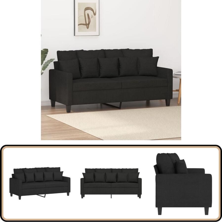 VidaXL Tweezitsbank 140 cm Zwart Stof Tweezitsbank Zwarte Bank Bankstellen Salon Meubilair Comfortabele Bank Stijlvolle Bank Luxe Bank Living Room Furniture Interieurdecoratie Huiselijke Sfeer Relaxstoel