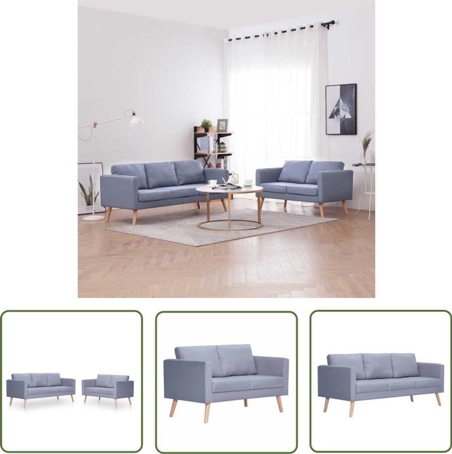 The Living Store Bankstel 2-zitsbank 116 cm lichtgrijs met hoogwaardige stof Bankstel Tweezitsbank Driezitsbank Grijs Sofa - Foto 2
