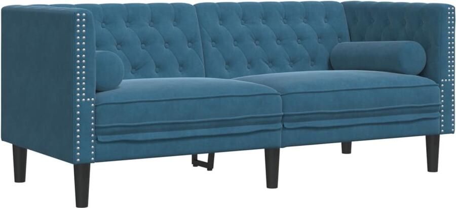 VidaXL Tweezitsbank Chesterfield-stijl en bolsters fluweel blauw