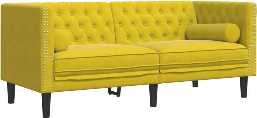 VidaXL Tweezitsbank Chesterfield-stijl en bolsters fluweel geel
