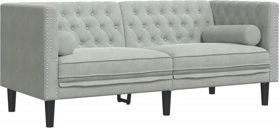 VidaXL Tweezitsbank Chesterfield-stijl en bolsters fluweel lichtgrijs