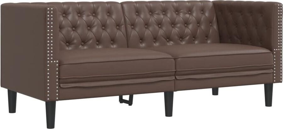 VidaXL Tweezitsbank Chesterfield-stijl kunstleer bruin