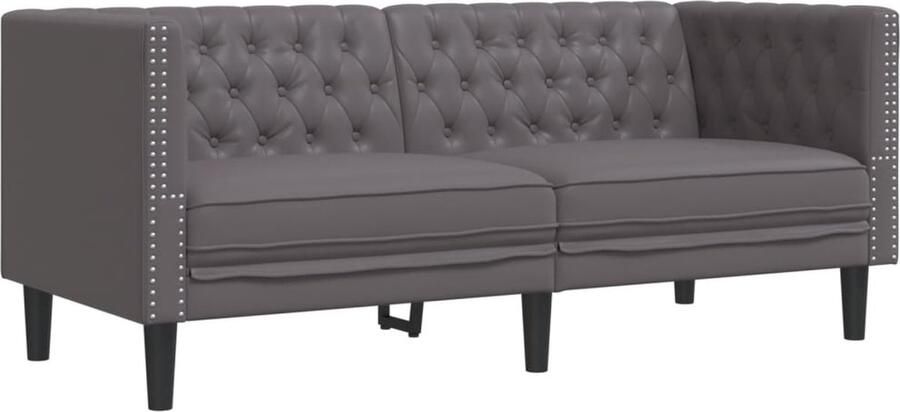 VidaXL Tweezitsbank Chesterfield-stijl kunstleer grijs