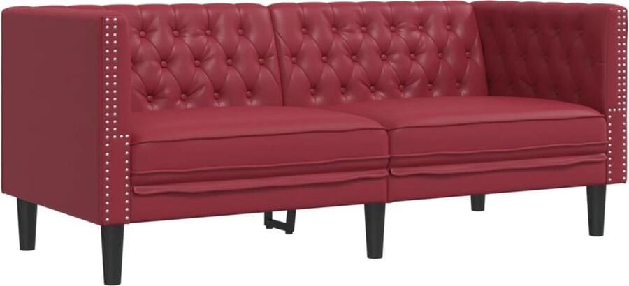 VidaXL Tweezitsbank Chesterfield kunstleer Wijnrood Tweezitsbank Chesterfield Bank Lederlook Bank Lounge Bank Salontafel