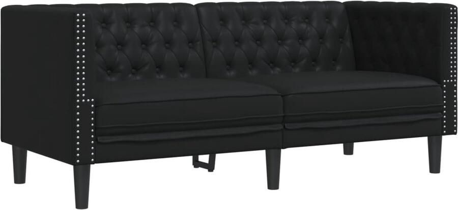 VidaXL Tweezitsbank Chesterfield-stijl kunstleer zwart