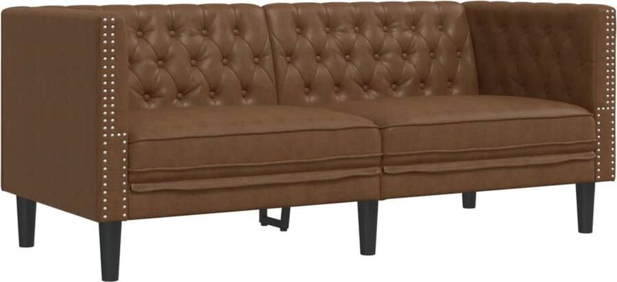 VidaXL Tweezitsbank Chesterfield-stijl kunstsuède bruin