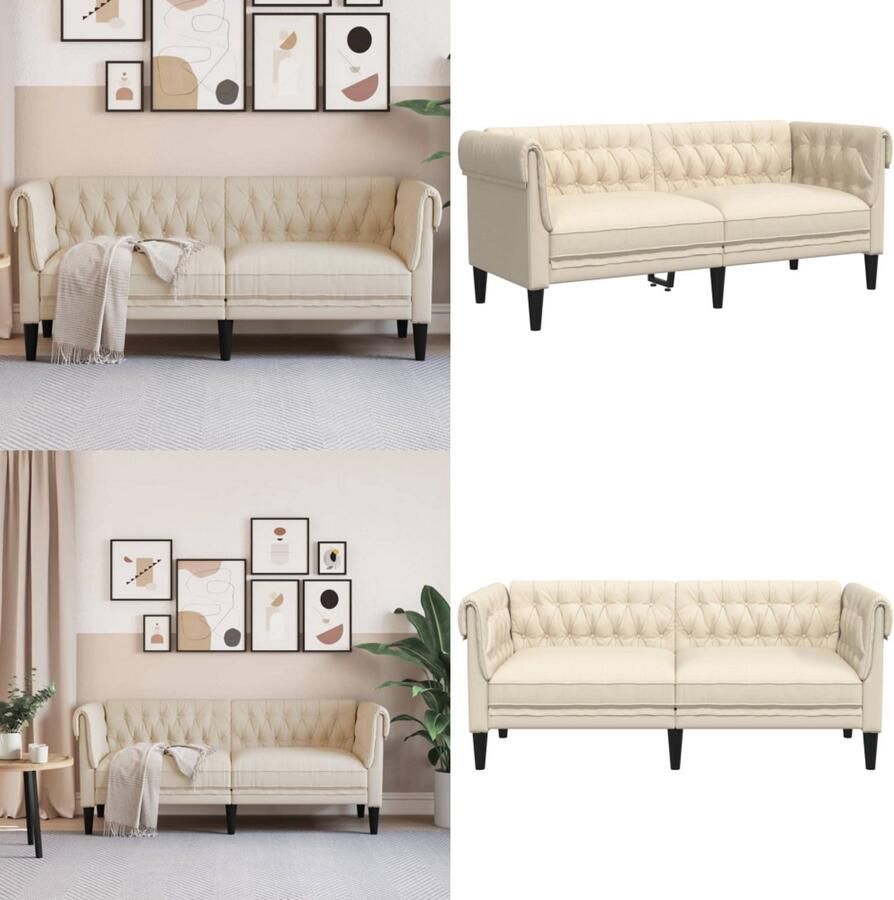 VidaXL Tweezitsbank Chesterfield-stijl linnen 2-zitsbank 2-zitsbanken Bank Tweezitsbank