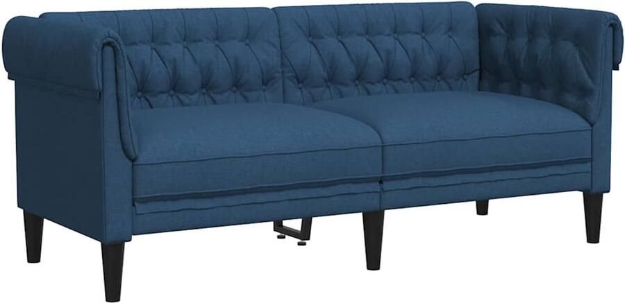 VidaXL -Tweezitsbank-Chesterfield-stijl-stof-blauw - Foto 3