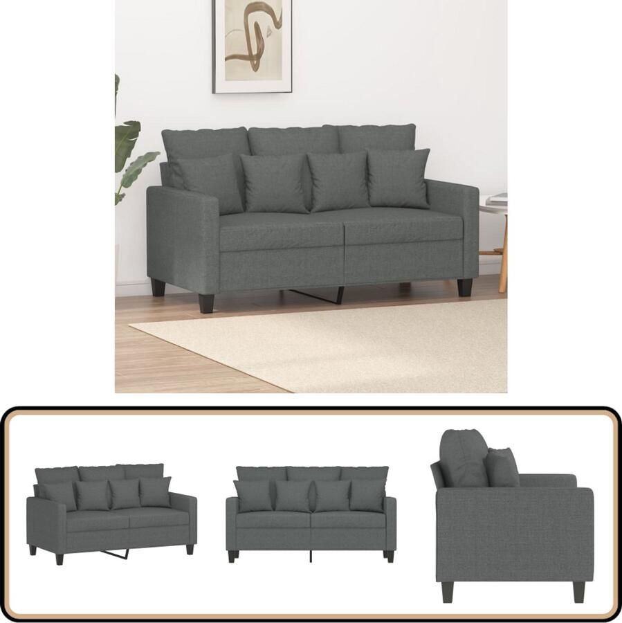 VidaXL Tweezitsbank Donkergrijs 120 cm Stof Tweezitsbank Donkergrijs Bank Banks Kopen Salon Meubilair Lounge Set Living Room Furniture Sofa
