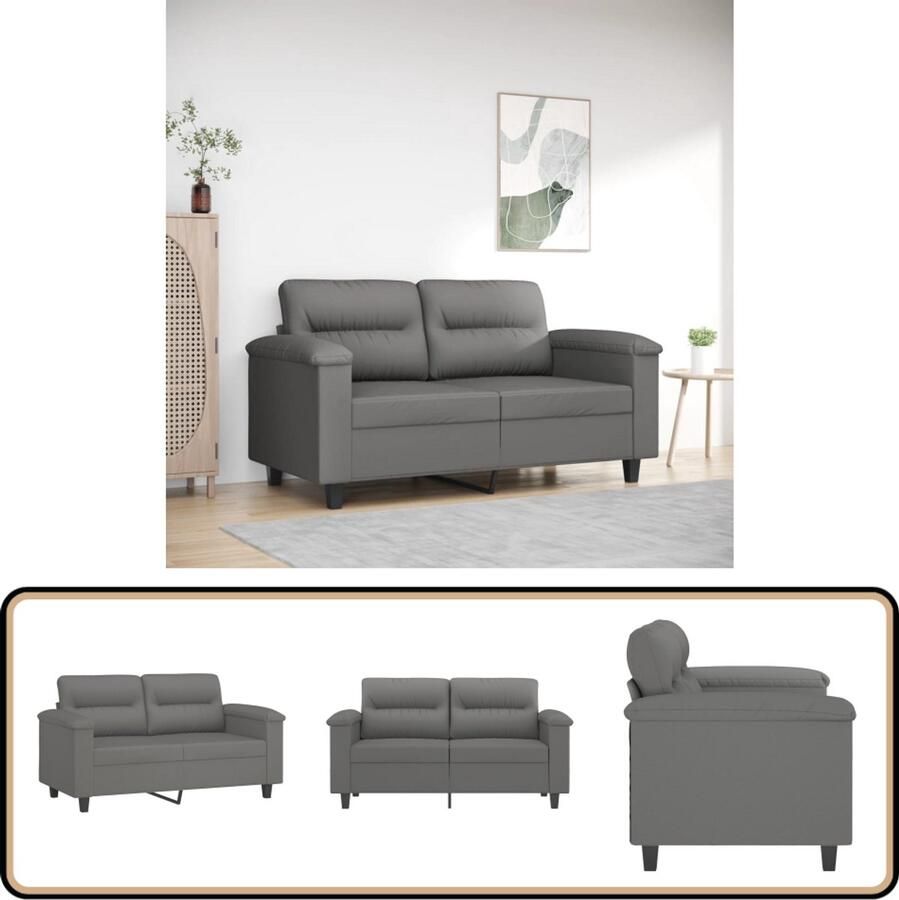 VidaXL Tweezitsbank donkergrijs 120 cm Tweezitsbank Donkere Meubels Microfiber Bank Banks Kopen Salontafel