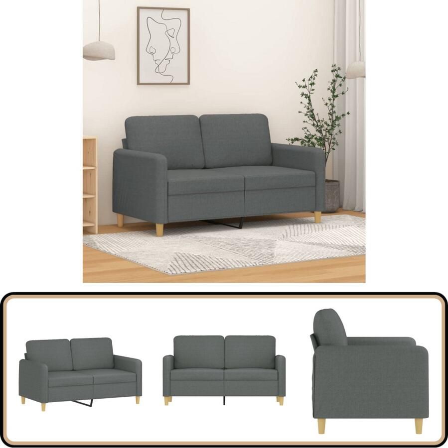 The Living Store Bank 2-zits 138 x 77 x 80 cm Duurzame stof donkergrijs Tweezitsbank Donkergrijs Banksofa Salontafel Woonkamerinrichting