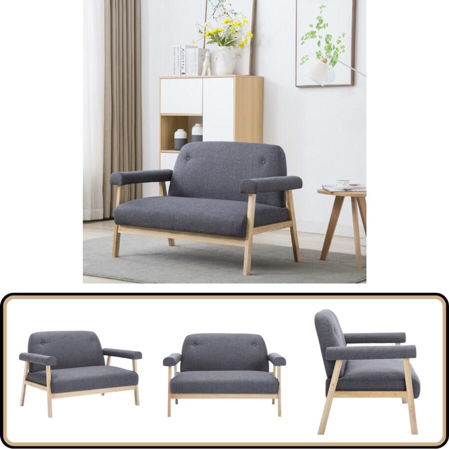 VidaXL Tweezitsbank Donkergrijs Comfortabel Design Tweedelige Bank Donkere Grijze Bank Bankstellen Grijs Salontafel Woonkamer Meubels