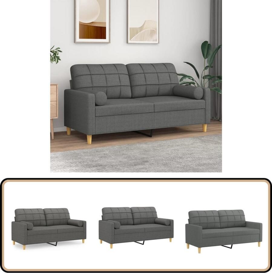 VidaXL Tweezitsbank Donkergrijs Inclusief kussens Tweezitsbank Donkergrijs Bank Banks Kopen Stoffen Bank Lounge Meubilair