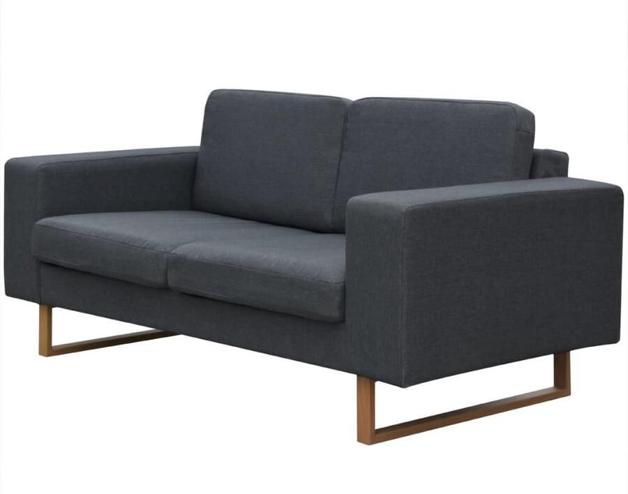 VidaXL Tweezitsbank Donkergrijs Stof Modern Design Tweezitsbank Donkergrijze Bank Banks Kopen Lounge Bank Woonkamer Meubels Comfort Bank - Foto 2