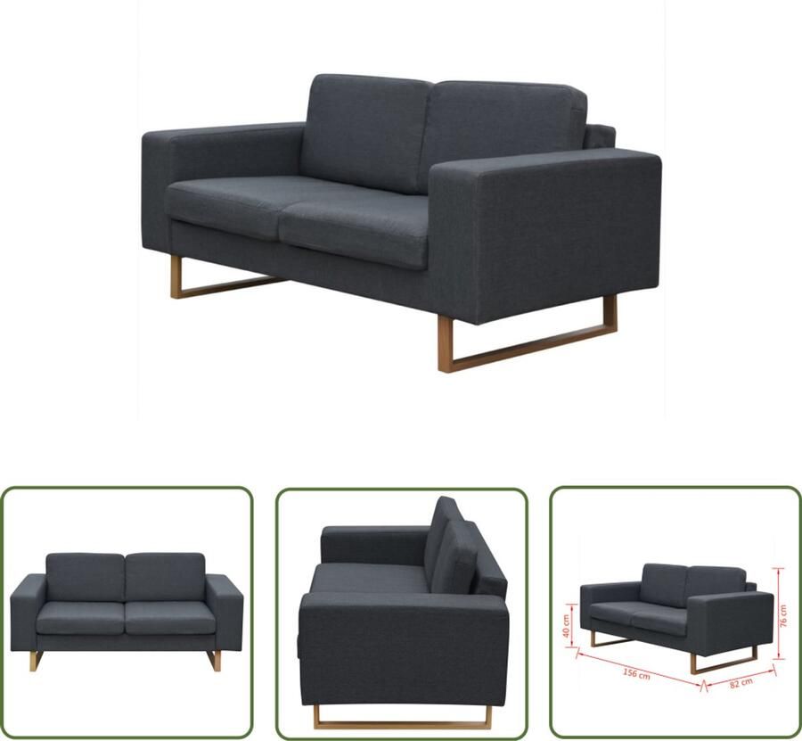 VidaXL Tweezitsbank Donkergrijs Stof Modern Design Tweezitsbank Donkergrijze Bank Banks Kopen Lounge Bank Woonkamer Meubels Comfort Bank