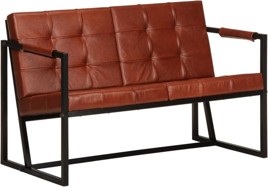 VidaXL Tweezitsbank echt geitenleer bruin Bank Banken Zitbank Zitbanken - Foto 2