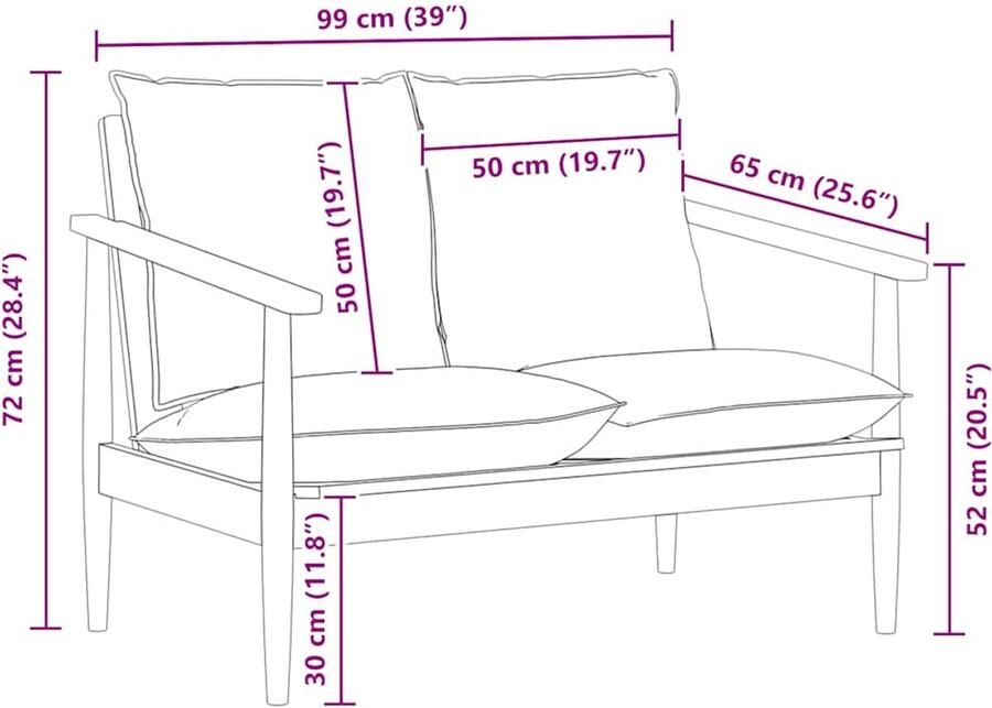 VidaXL -Tweezitsbank-echt-leer-en-massief-acaciahout-zwart - Foto 3