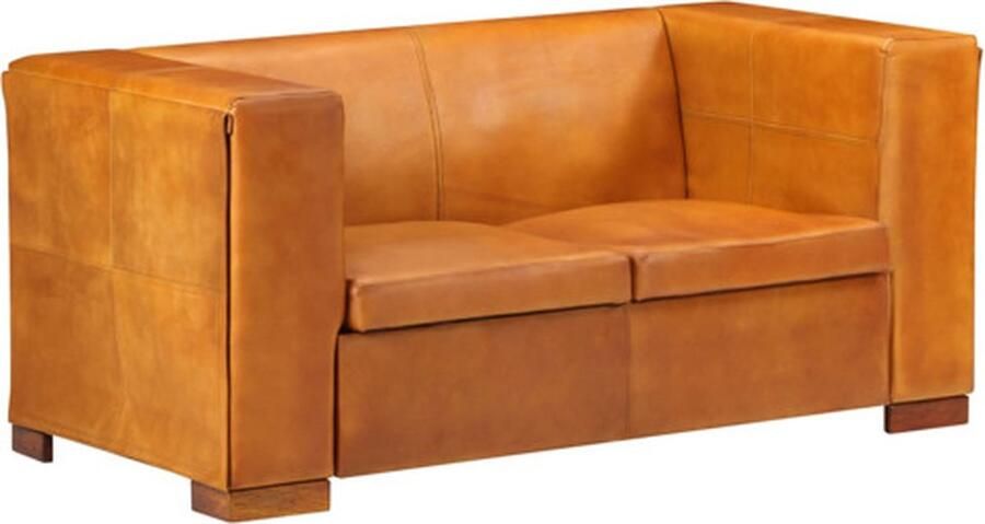 VidaXL Tweezitsbank echt leer tan
