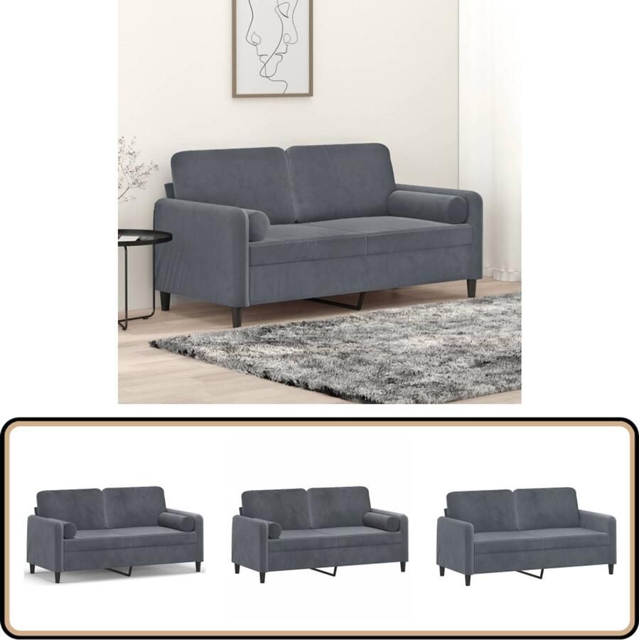 VidaXL Tweezitsbank Fluweel Donkergrijs 140 cm Tweezitsbank Donkere Grijze Bank Fluweelb Bank Lounge Bank Gezellige Bank