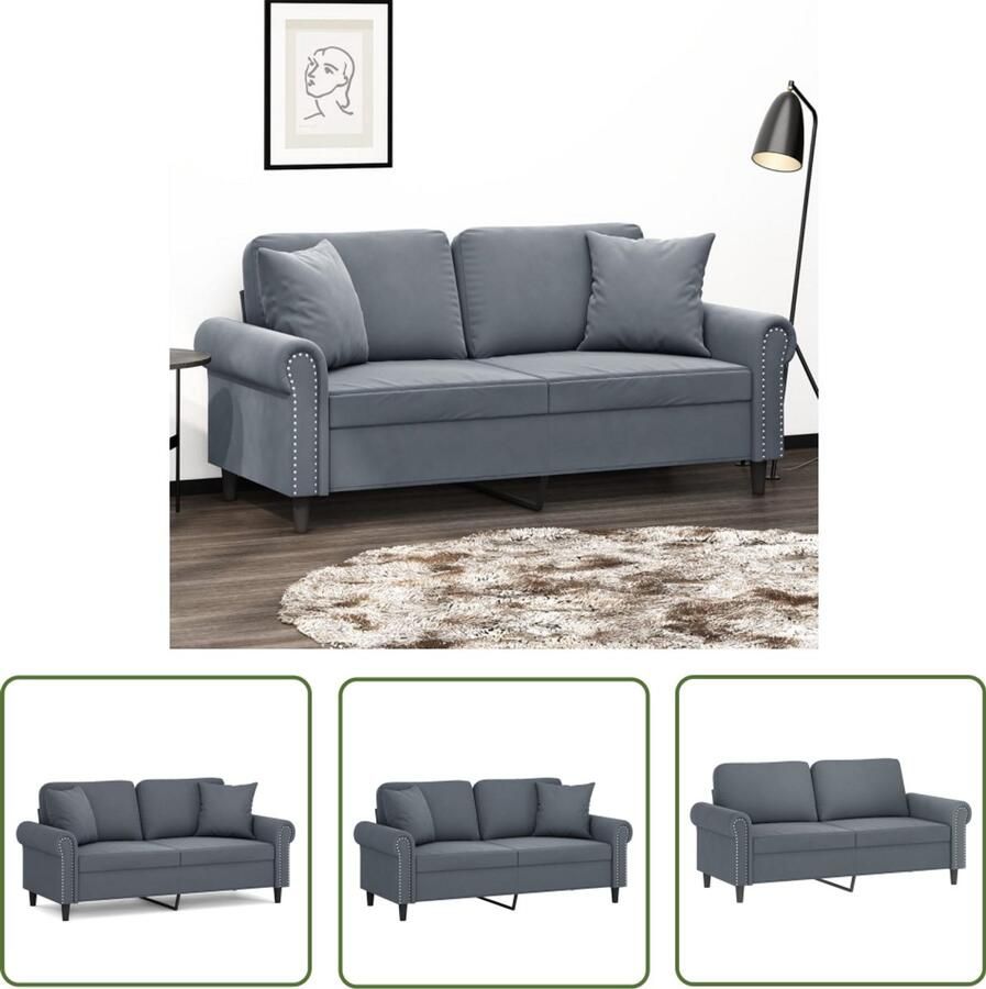 VidaXL Tweezitsbank Fluweel Donkergrijs Tweezitsbank Donkere Kleuren Fluweel Sofa Lounge Meubilair Modern Design