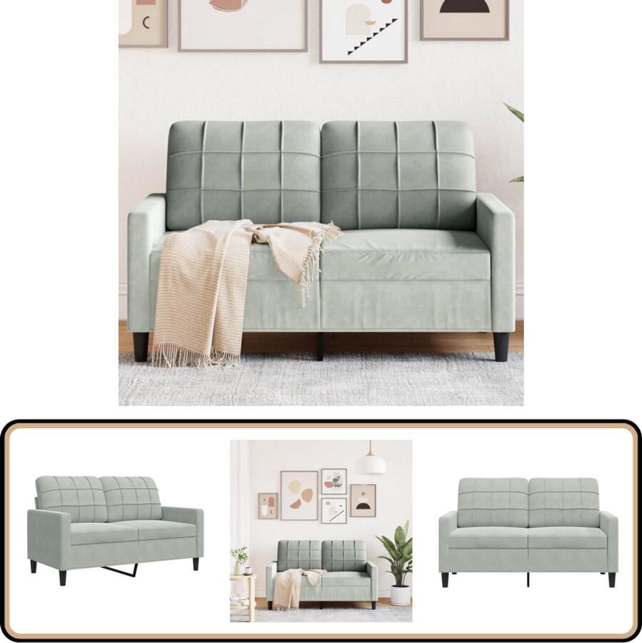 VidaXL Tweezitsbank Fluweel Lichtgrijs 120 cm Tweezitsbank Fluweel Sofa Grijze Bank Banks Kopen Lounge Meubels