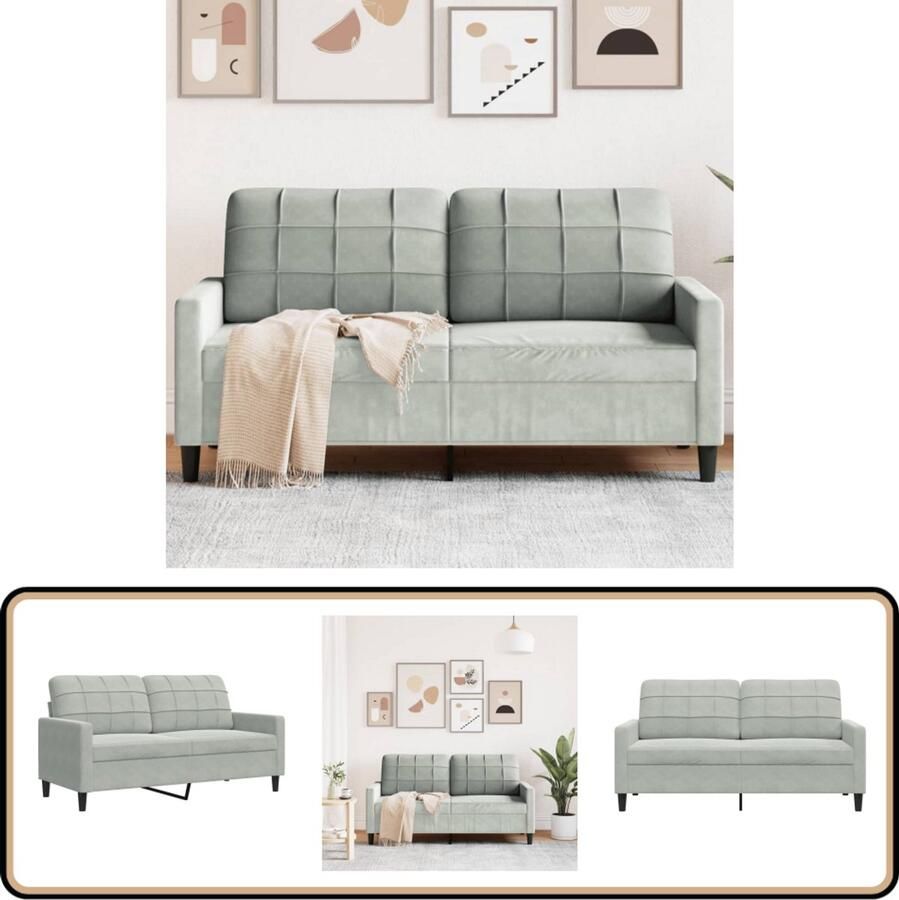 VidaXL Tweezitsbank Fluweel Lichtgrijs 140 cm Tweezitsbank Fluweel Sofa Grijze Bank Lounge Meubels Living Room Furniture