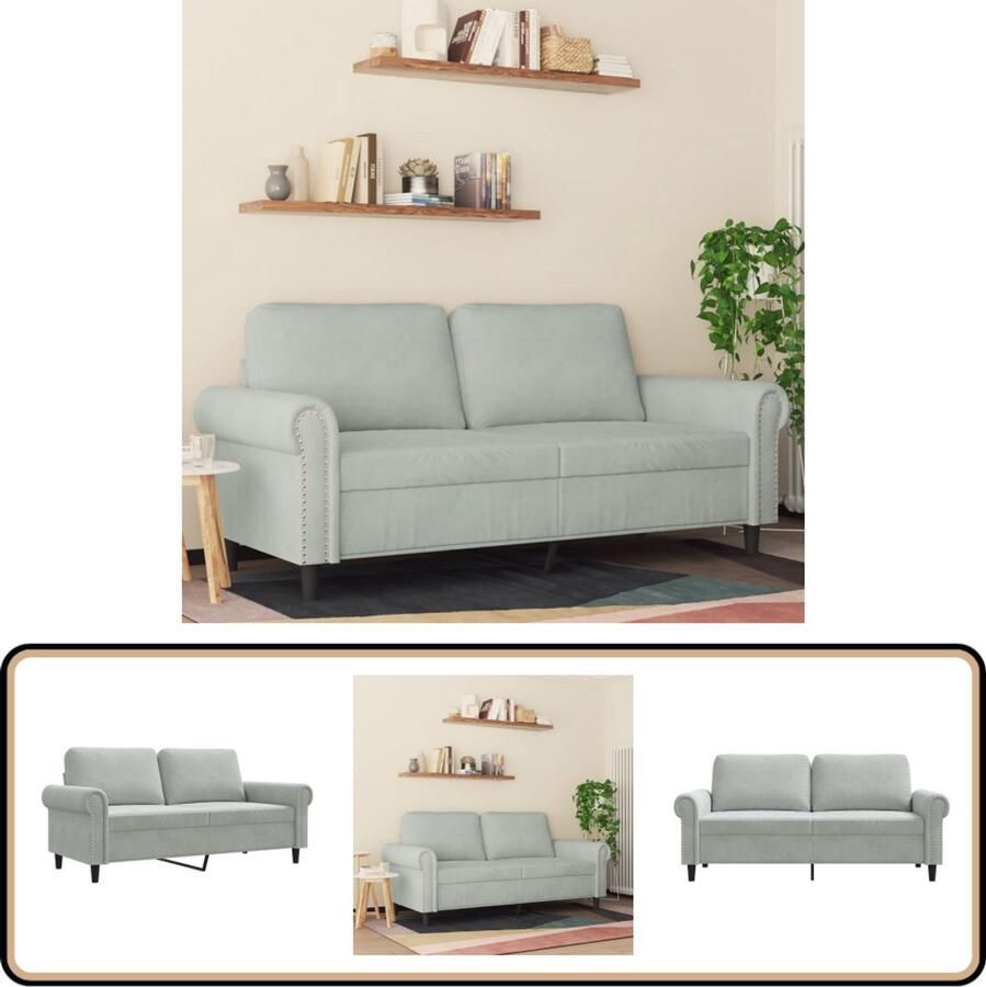 VidaXL Tweezitsbank Fluweel Lichtgrijs 140 cm Tweezitsbank Velvet Bank Grijze Bank Lounge Meubilair Salontafel