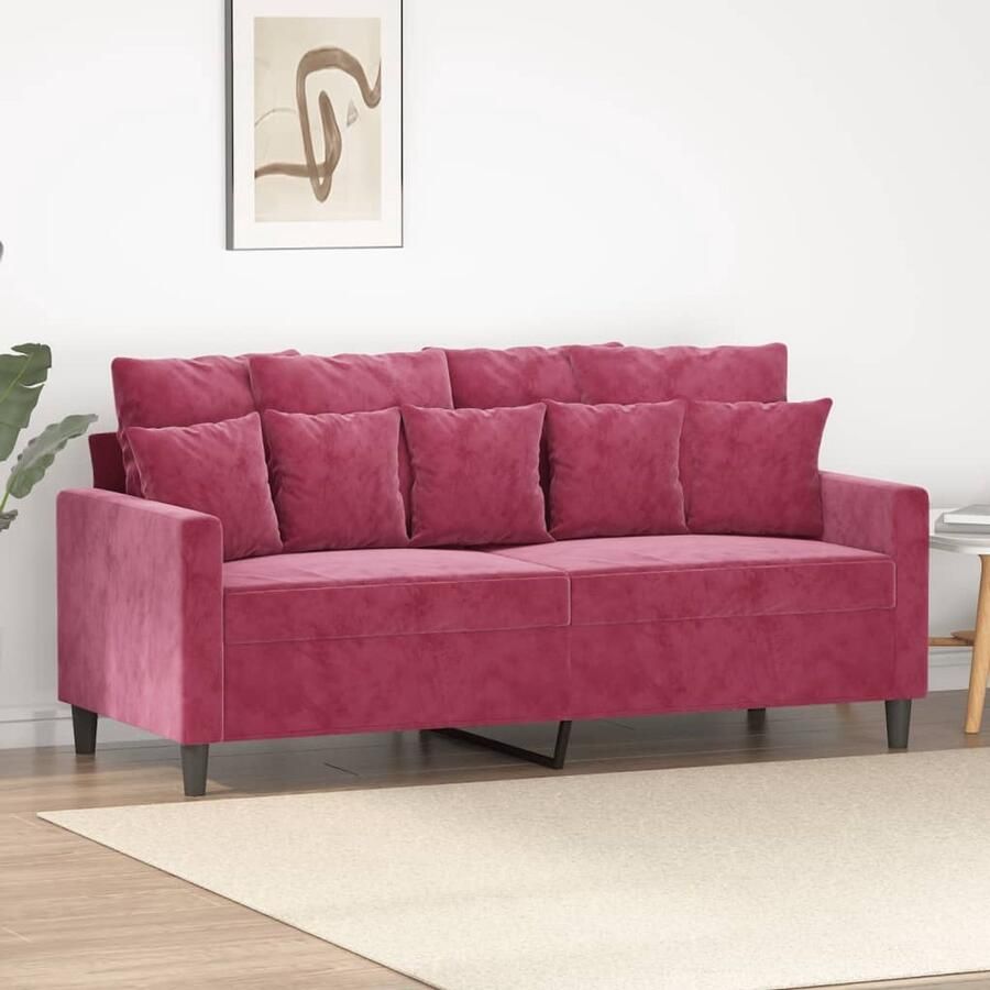 VidaXL Tweezitsbank Fluweel Wijnrood 140 cm Tweezitsbank Fluweel Sofa Rode Bank Salon Meubilair Lounge Furniture
