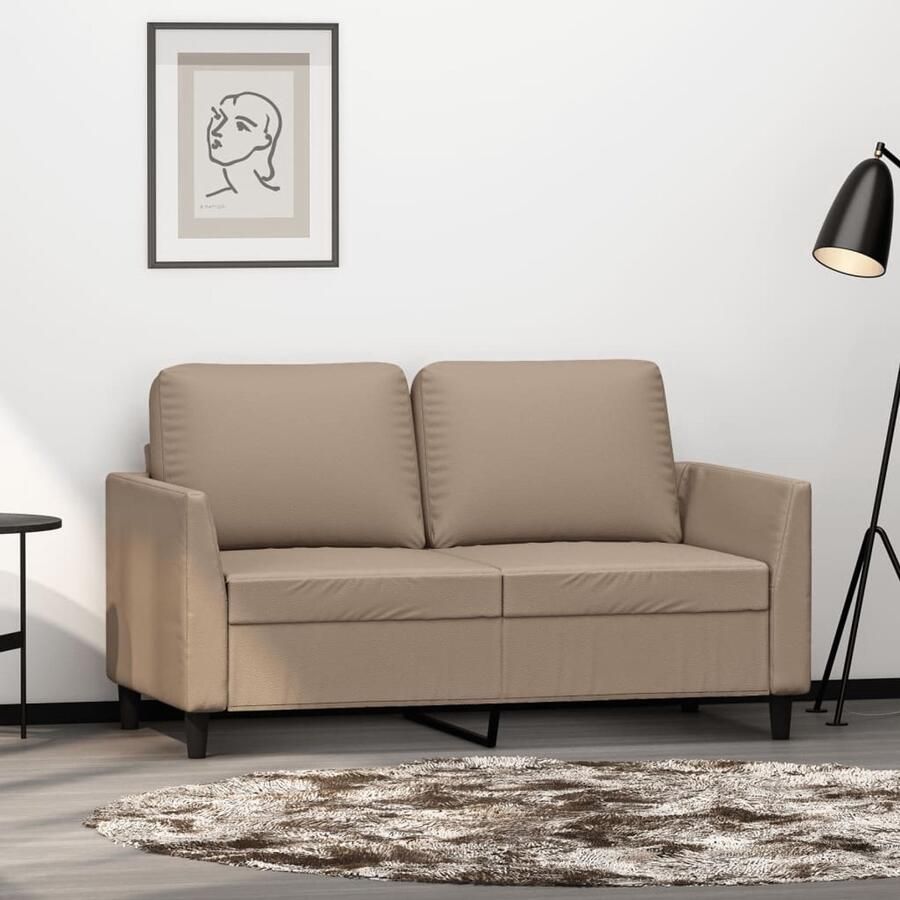 VidaXL Tweezitsbank Kunstleer 120 cm Cappuccino Loungeset Tweezitsbank Bruine Bank Kapstok Kunstleder Meubels
