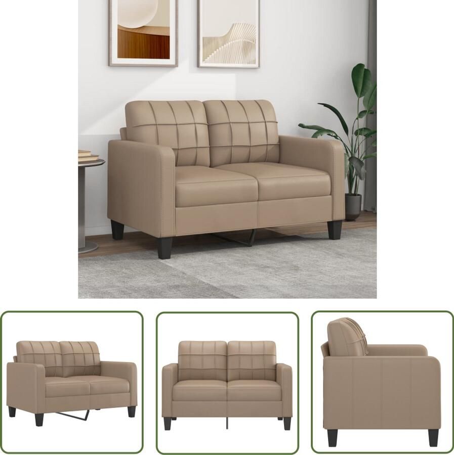 VidaXL Tweezitsbank Kunstleer Cappuccino 120 cm Tweezitsbank Kunstleder Sofa Bruine Bank Lounge Bank Living Room Furniture Koffiebruine Bank - Foto 2
