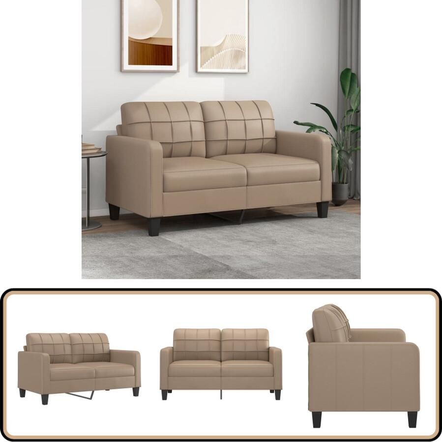 VidaXL Tweezitsbank Kunstleer Cappuccino 140 cm Tweezitsbank Kunstleder Sofa Bruine Bank Banks Kopen Lounge Meubels Living Room Furniture