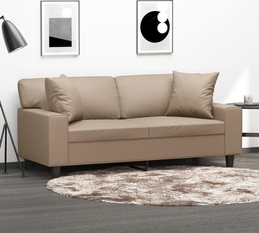 VidaXL Tweezitsbank Kunstleer Cappuccinokleurig Tweezitsbank Kunstleder Sofa Bruine Bank Lounge Bank Livingroom Meubels