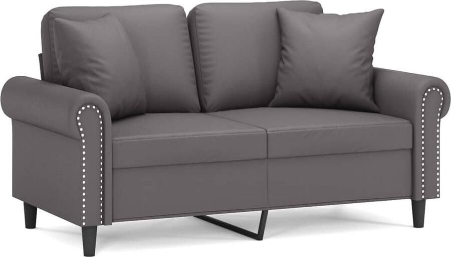 The Living Store 2-zitsbank kunstleer grijs 152 x 77 x 80 cm comfortabel en duurzaam Tweezitsbank Bank Grijs Lederlook Bank Lounge Bank Modern Sofa - Foto 2