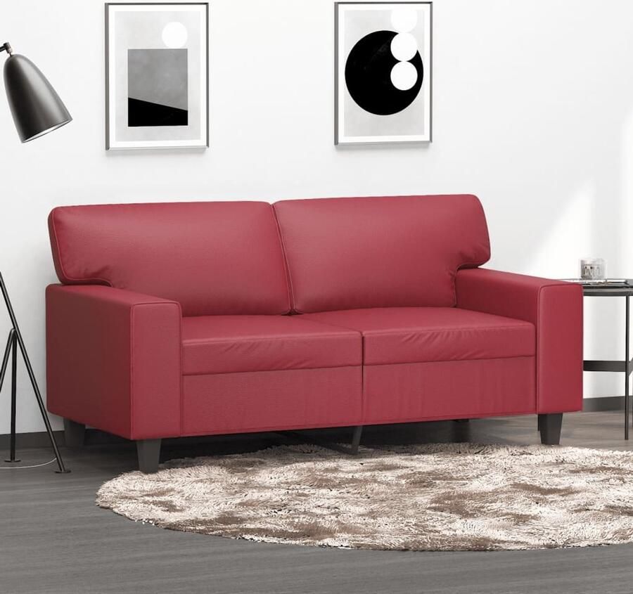 VidaXL Tweezitsbank Kunstleer Wijnrood 120 cm Tweezitsbank Kunstleder Sofa Rode Bank Salonbank Lounge Bank