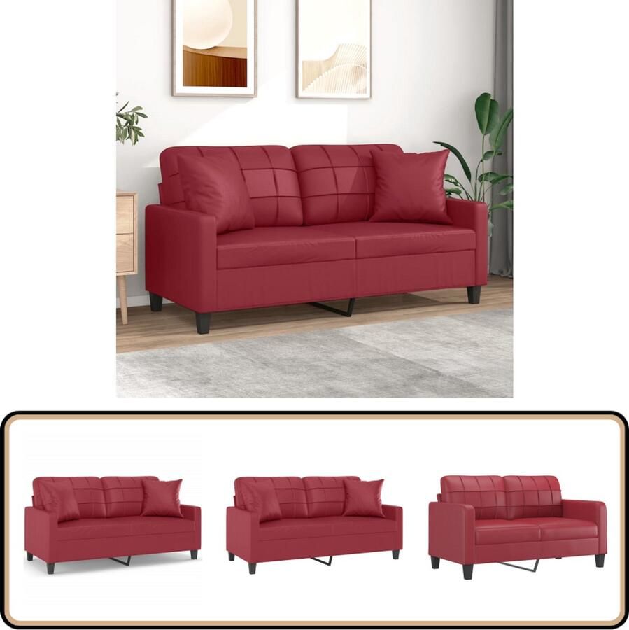 VidaXL Tweezitsbank Kunstleer Wijnrood 140 cm Tweezitsbank Kunstleder Sofa Rode Bank Lounge Stoel Gezellige Bank