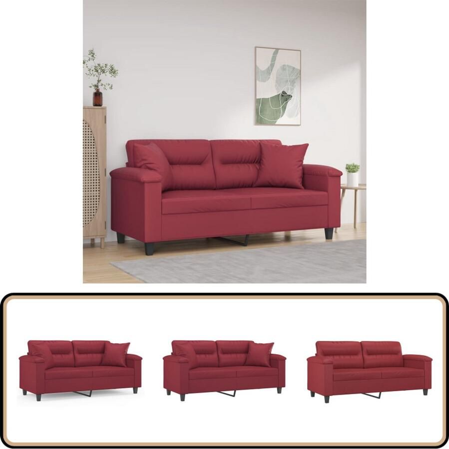 VidaXL Tweezitsbank Kunstleer Wijnrood 140 cm Tweezitsbank Rode Bank Bankstellen Lounge Meubilair Kunstleder Sofa