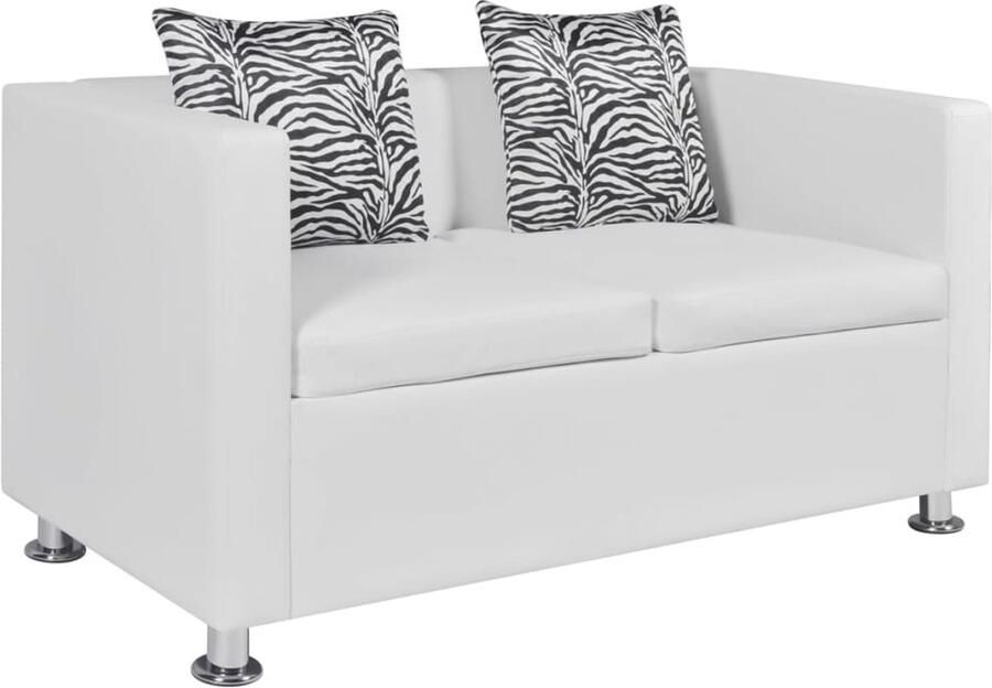 VidaXL Tweezitsbank Kunstleer Wit Tweezitsbank Bankstel Lounge Meubilair Witte Bank Kunstleder Bank Modern Interieur Trendy Bank - Foto 2