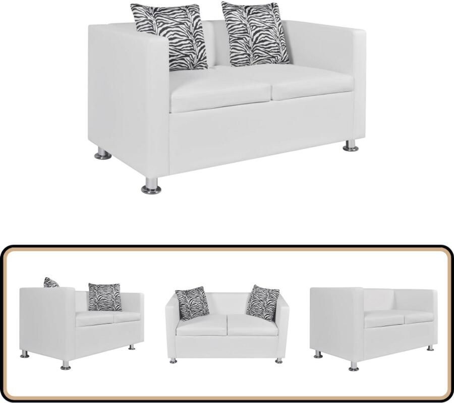 VidaXL Tweezitsbank Kunstleer Wit Tweezitsbank Bankstel Lounge Meubilair Witte Bank Kunstleder Bank Modern Interieur Trendy Bank